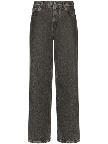 Blugi drepți Dolce & Gabbana cu talie înaltă gri