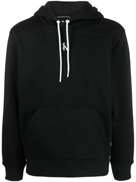 Hanorac cu glugă Calvin Klein cu imagine negru