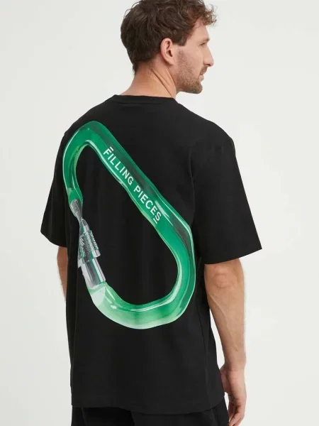 Тениска Filling Pieces Carabiner с принт черно