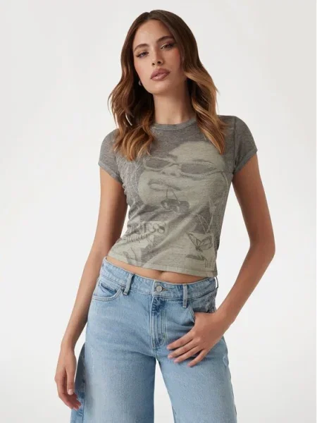 GUESS Tricou SUMMER VIBES verde