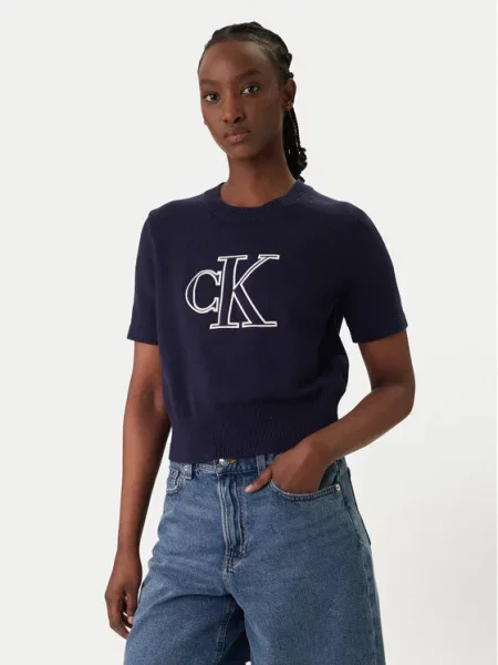 Sweater Calvin Klein Jeans Logo Ss Top Sweater Purple S ljubičasta