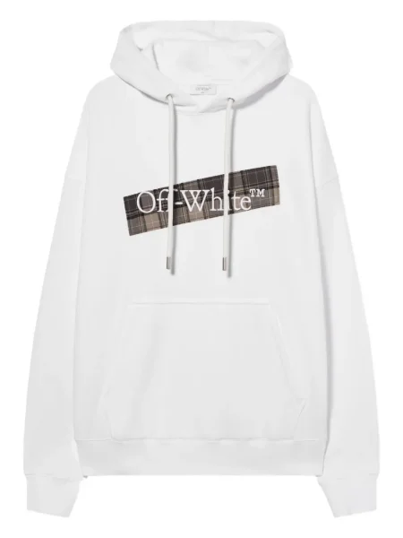 Hanorac cu glugă Off-white de flanelă alb