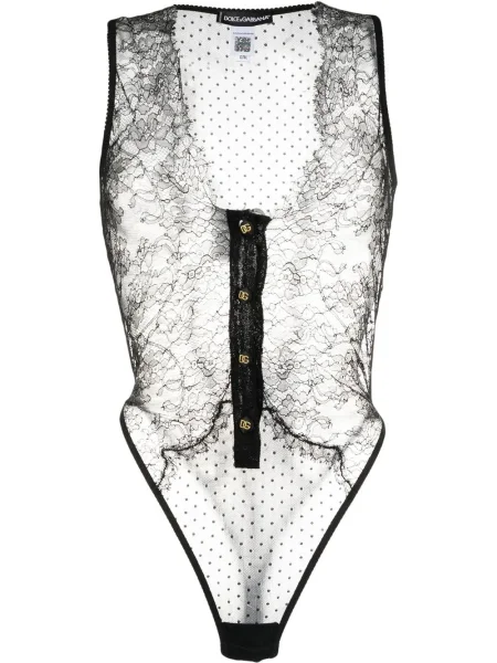 Body Dolce & Gabbana transparente din dantelă negru
