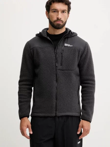 Суичър с качулка Jack Wolfskin с качулка черно