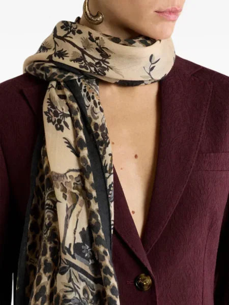 Fular Etro cu model floral cu imagine