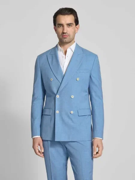 Marynarka garniturowa w kroju slim fit z kołnierzem z klapami Mcneal niebieska
