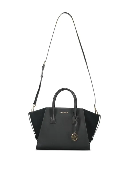 Кожена кожена чанта Michael Kors черно