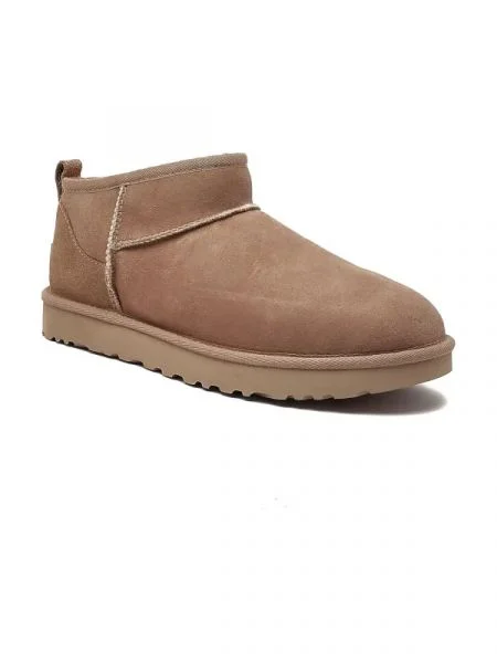UGG De piele bocanci CLASSIC ultra mini cu adaos de lână maro