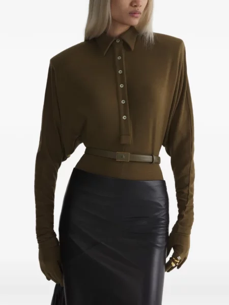 Tricou polo Mugler cu mânecă liliac negru