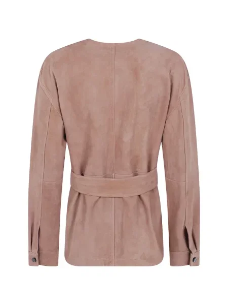 Cu centură geacă Max Mara din piele de căprioară