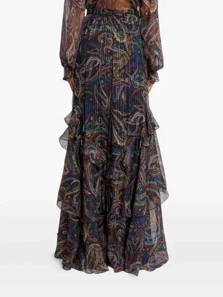 Fusta maxi Etro de mătase cu model paisley negru