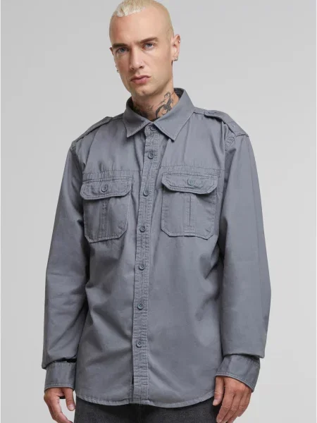 Ретро риза Brandit сиво