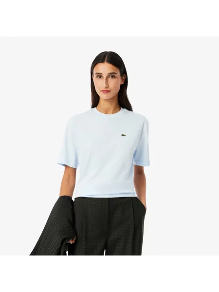 Lacoste T-Shirt Relaxed Fit Z Miekkiej Bawelny niebieska