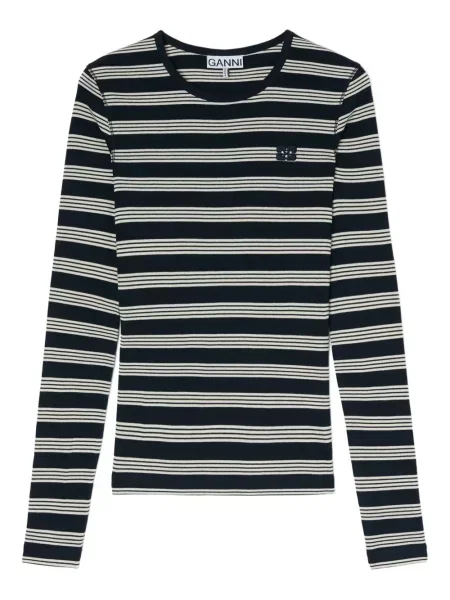 Tricou Ganni cu dungi albastru