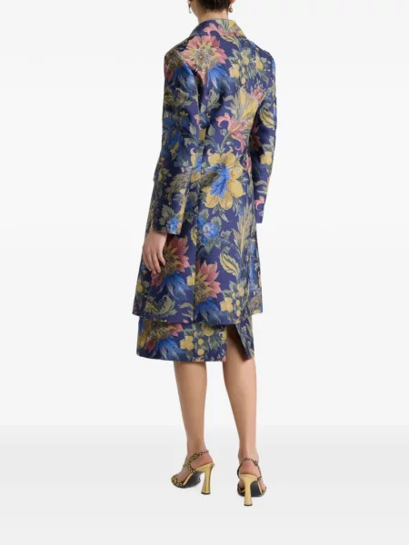 Palton Etro cu model floral din jacard albastru