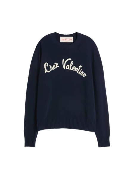 Lniany sweter Valentino niebieski