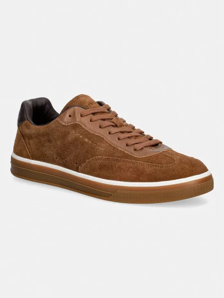 Tommy Hilfiger TH LO LUX SUEDE LEATHER MIX sneakers pentru bărbați din piele întoarsă maro