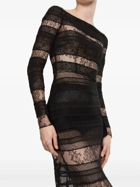 Rochie maxi Elie Saab din dantelă lungă de costum negru