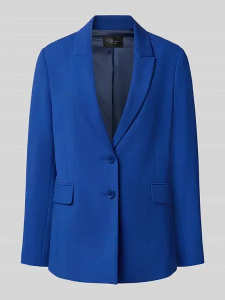 Długi blezer o kroju regular fit z mieszanki S.oliver Black Label czarna
