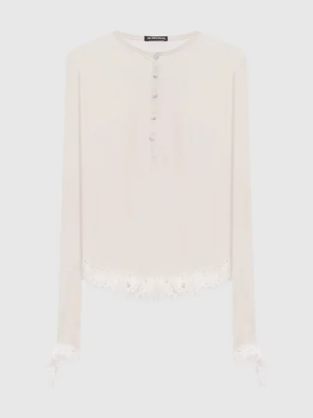 Лонгслив Ann Demeulemeester с рюшами белый