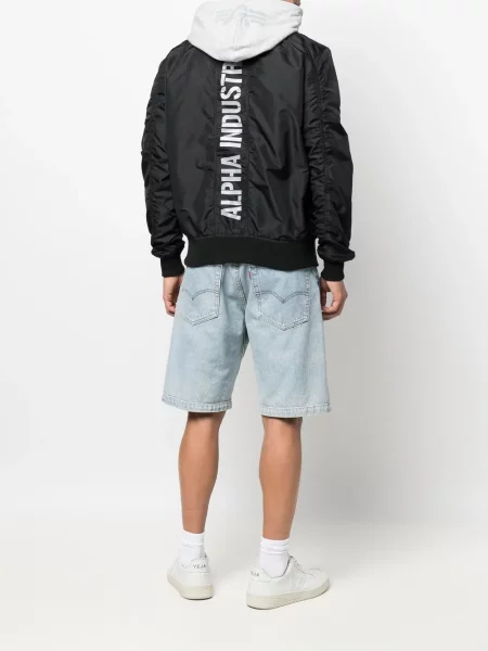 Geacă bomber Alpha Industries cu imagine negru