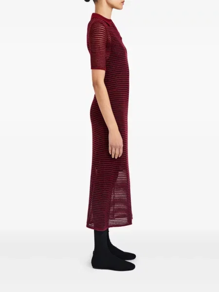 Костюм миди рокля Proenza Schouler White Label на райета до коляното бяло