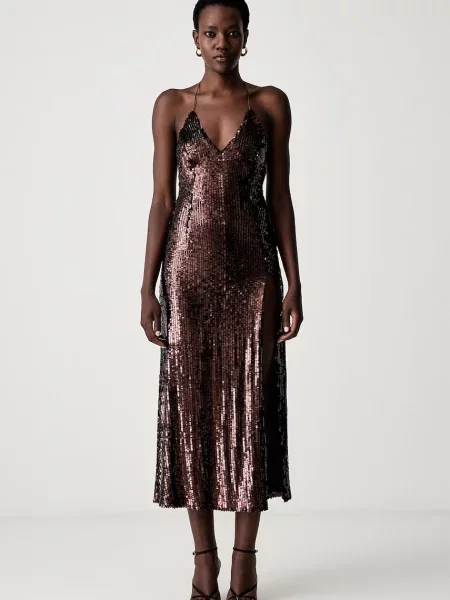 Bardot rochie halter SANTINA maro