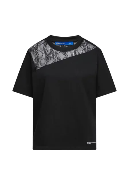 Tricou Karl Lagerfeld Jeans din dantelă negru