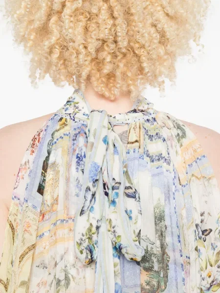 Rochie midi Camilla cu model floral cu imagine până la genunchi
