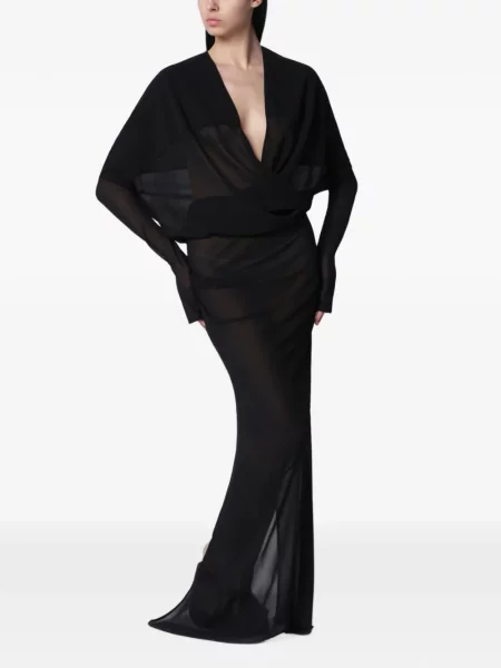 Rochie maxi Entire Studios cu decolteu în V negru