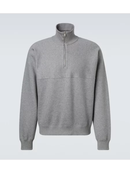 Hanorac Jil Sander de jumătate de fermoar din material terry gri