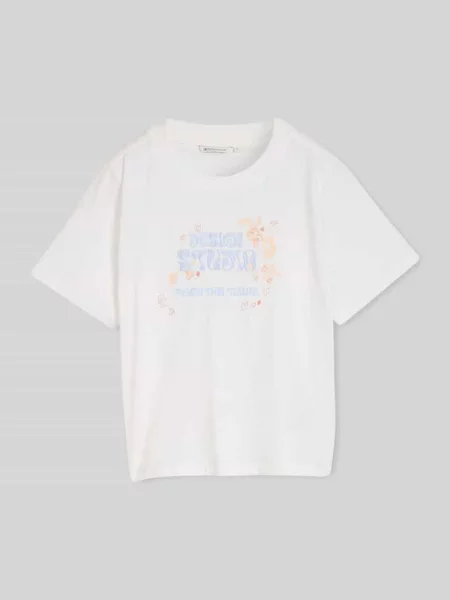 Męski t-shirt o kroju regular fit z czystej bawełny Tom Tailor Denim biała