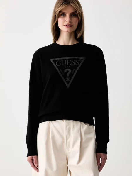 Guess bluza z bawełną czarna