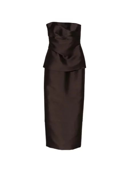Cu peplum rochie maxi Solace London fără bretele de costum maro