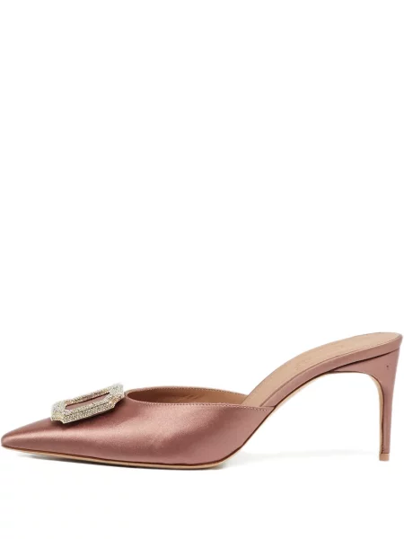 Papuci tip mules Malone Souliers din satin de cristal roz