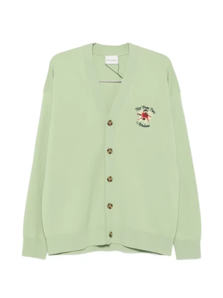 Cardigan Drole De Monsieur cu broderie cu decolteu în V verde