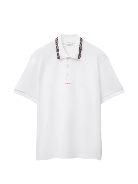 Tricou polo Versace cu autograf alb