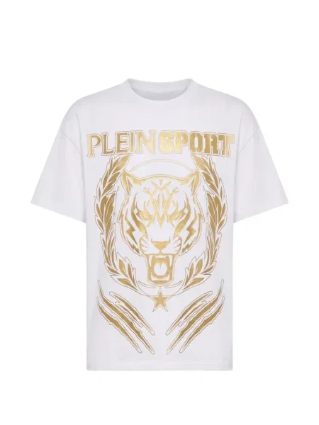 Tricou sport Plein Sport cu dungi de tigru alb