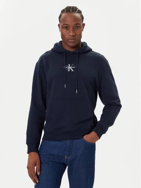Calvin Klein Jeans Sweater majica mornarsko plava / bijela tamnoplava