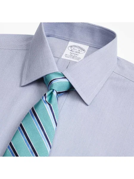 Koszula Brooks Brothers w kratę z twillu z kołnierzem niebieska