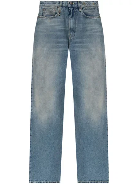 Szerokie jeansy R13 z przetarciami niebieskie