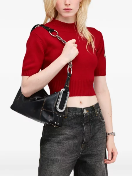 Kožená kabelka Marc Jacobs s oděrkami černá