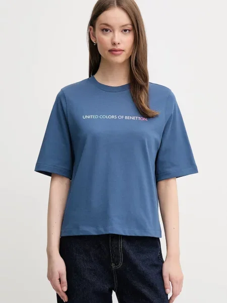 Тениска United Colors of Benetton дамска тъмносиньо