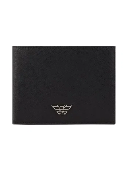 Portfel Emporio Armani skórzany z logo czarny