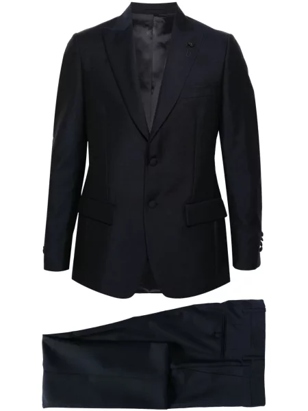 Garnitur Lardini wełniany garniturowy jednorzędowy niebieski