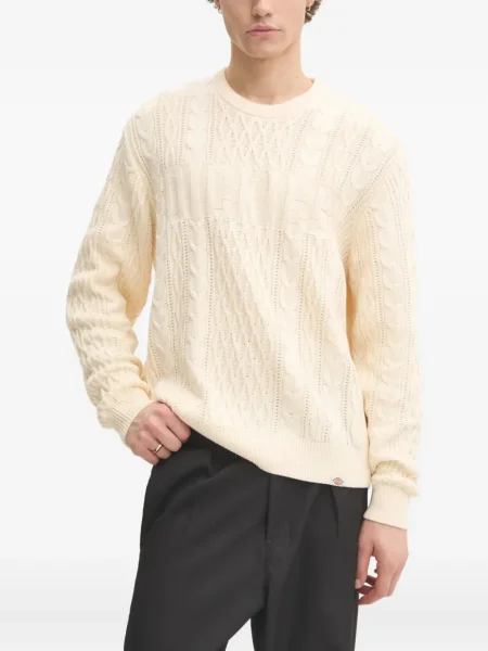 Pulover Dickies cu decolteu rotund alb