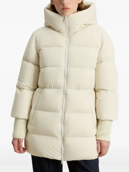 Palton Woolrich cu glugă alb