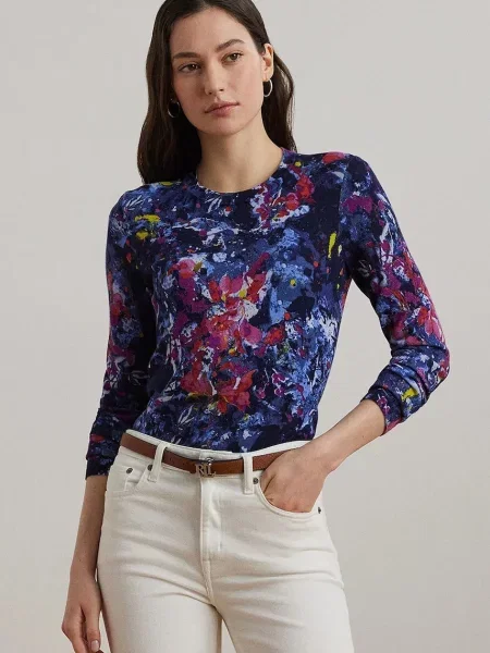 Блуза с дълги ръкави Lauren Ralph Lauren синьо