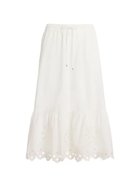 Fustă midi Lauren Ralph Lauren cu broderie alb