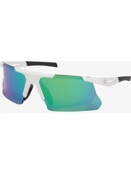 Okulary adidas Dunamis BI z zieloną soczewką lustrzaną białe
